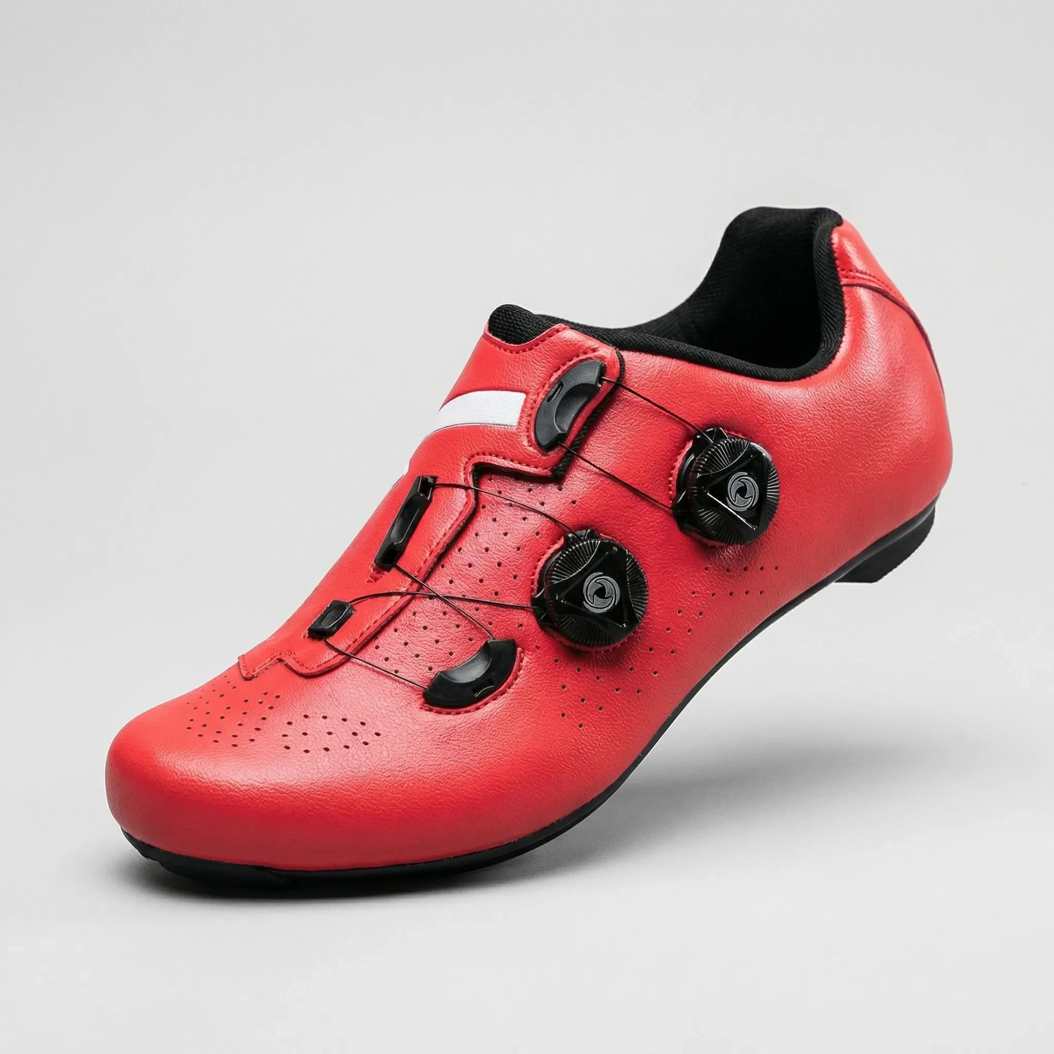 Selbstverriegelnder Radschuh mit Doppel-Dial-Verschluss und reflektierendem Streifen