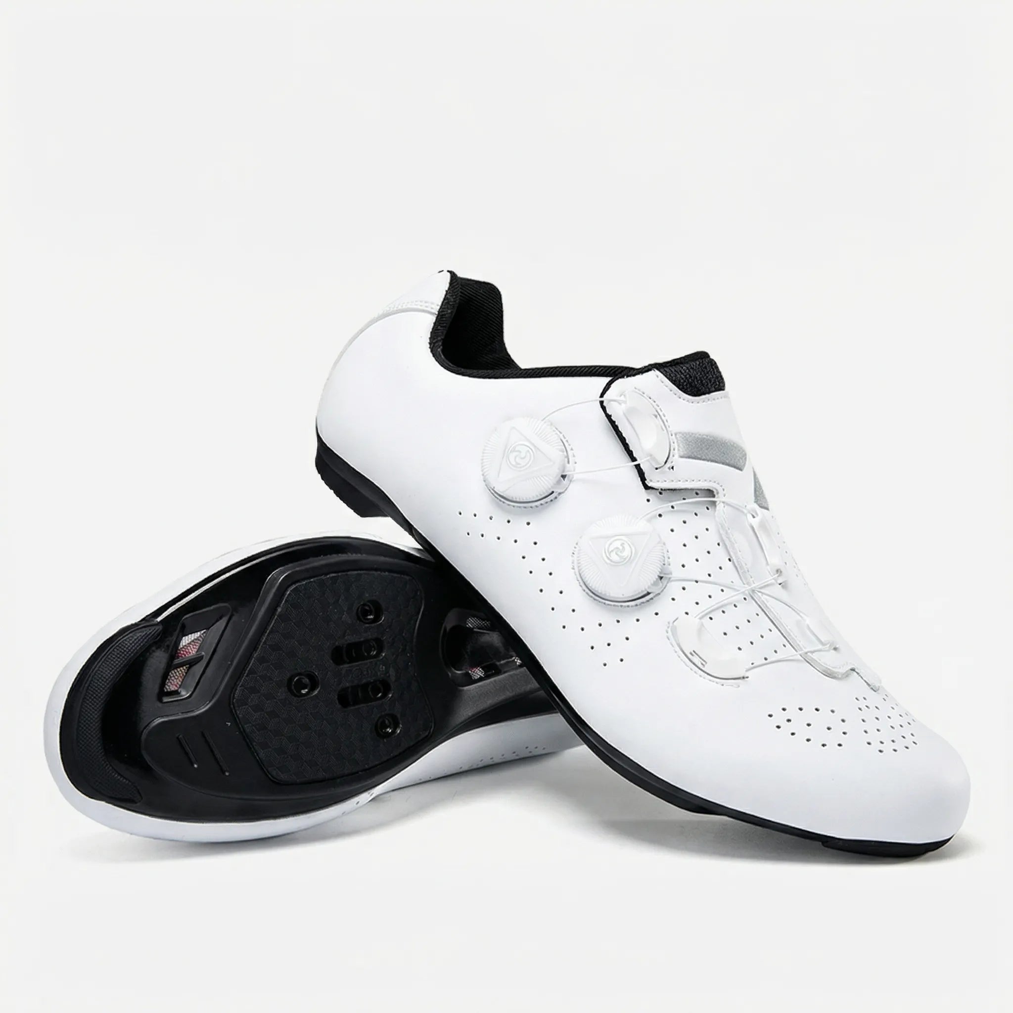 Selbstverriegelnder Radschuh mit Doppel-Dial-Verschluss und reflektierendem Streifen