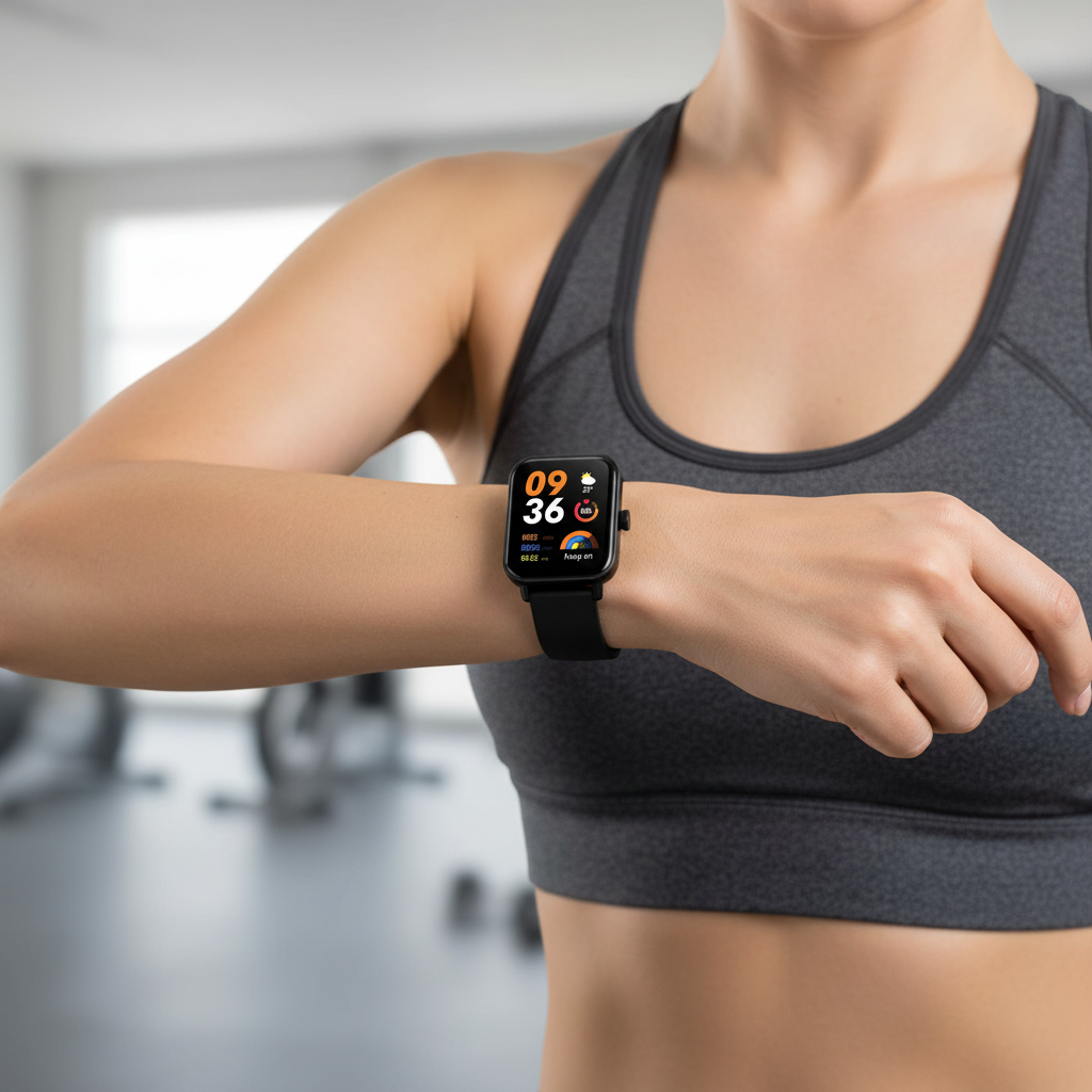 Quadratische Smartwatch mit Touchscreen und Gesundheitsfunktionen