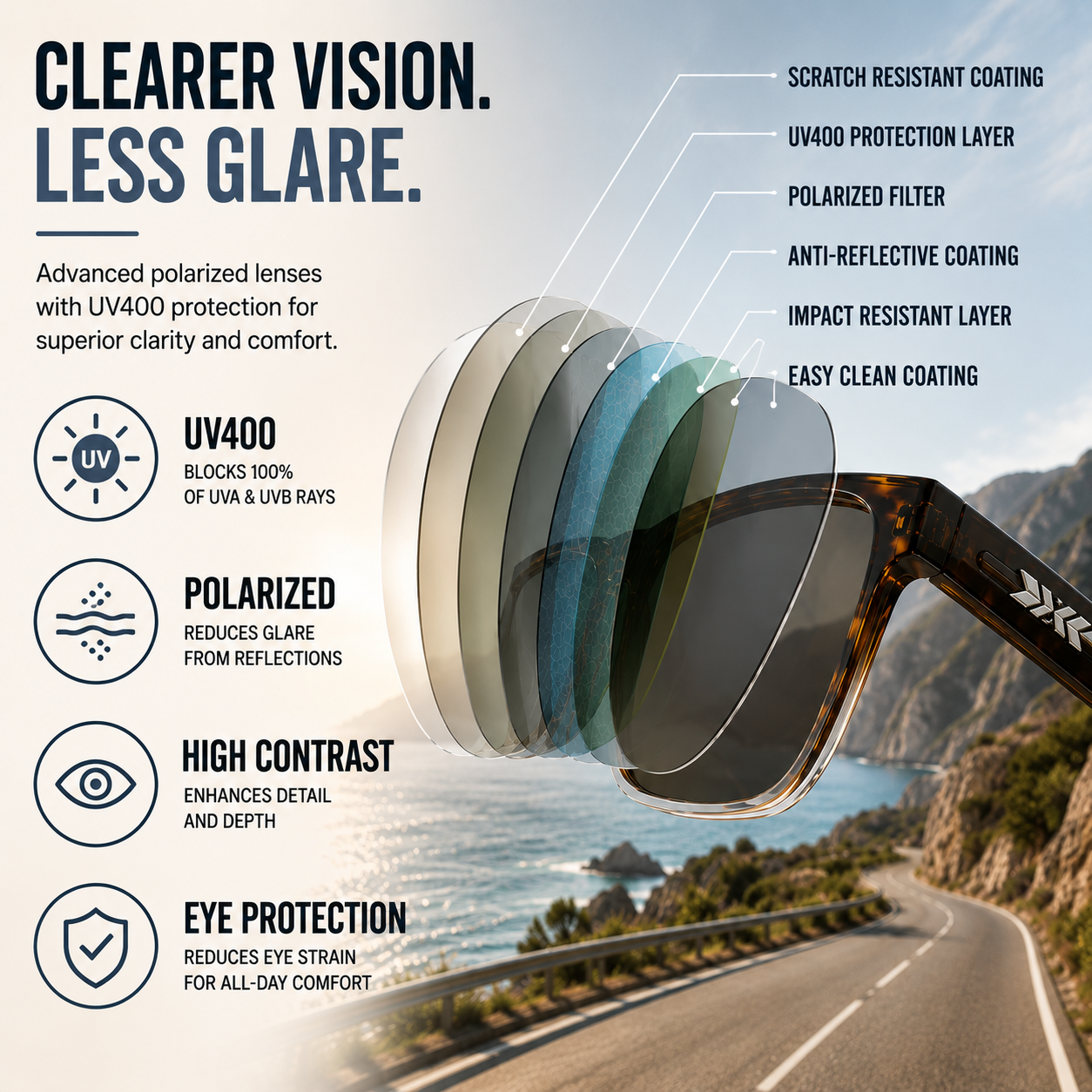 Nordspur | Squarex Eckige polarisierte Sonnenbrille