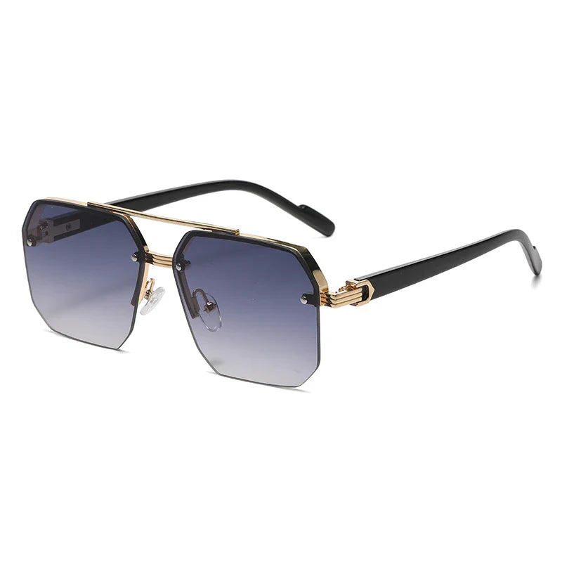Quadratische Herren-Sonnenbrille mit Halbrahmen-Design und Farbverlauf-Gläsern