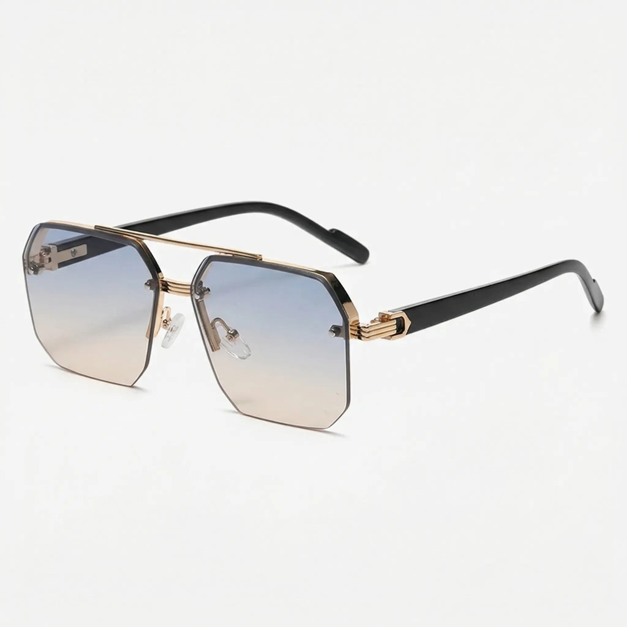 Quadratische Herren-Sonnenbrille mit Halbrahmen-Design und Farbverlauf-Gläsern