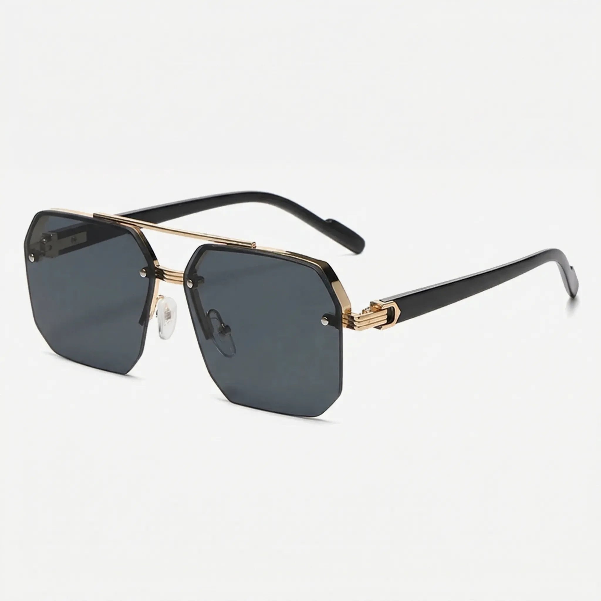Quadratische Herren-Sonnenbrille mit Halbrahmen-Design und Farbverlauf-Gläsern