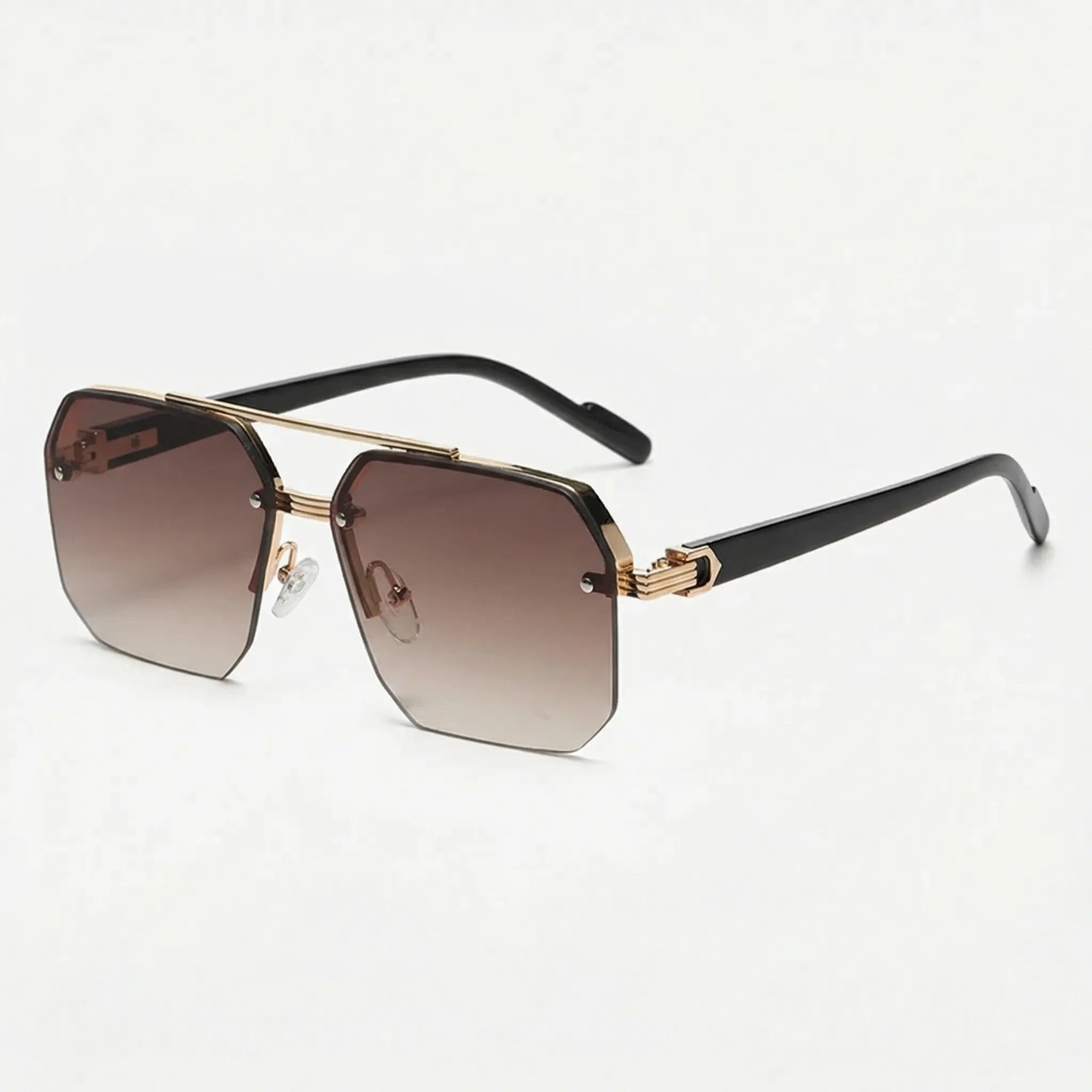 Quadratische Herren-Sonnenbrille mit Halbrahmen-Design und Farbverlauf-Gläsern