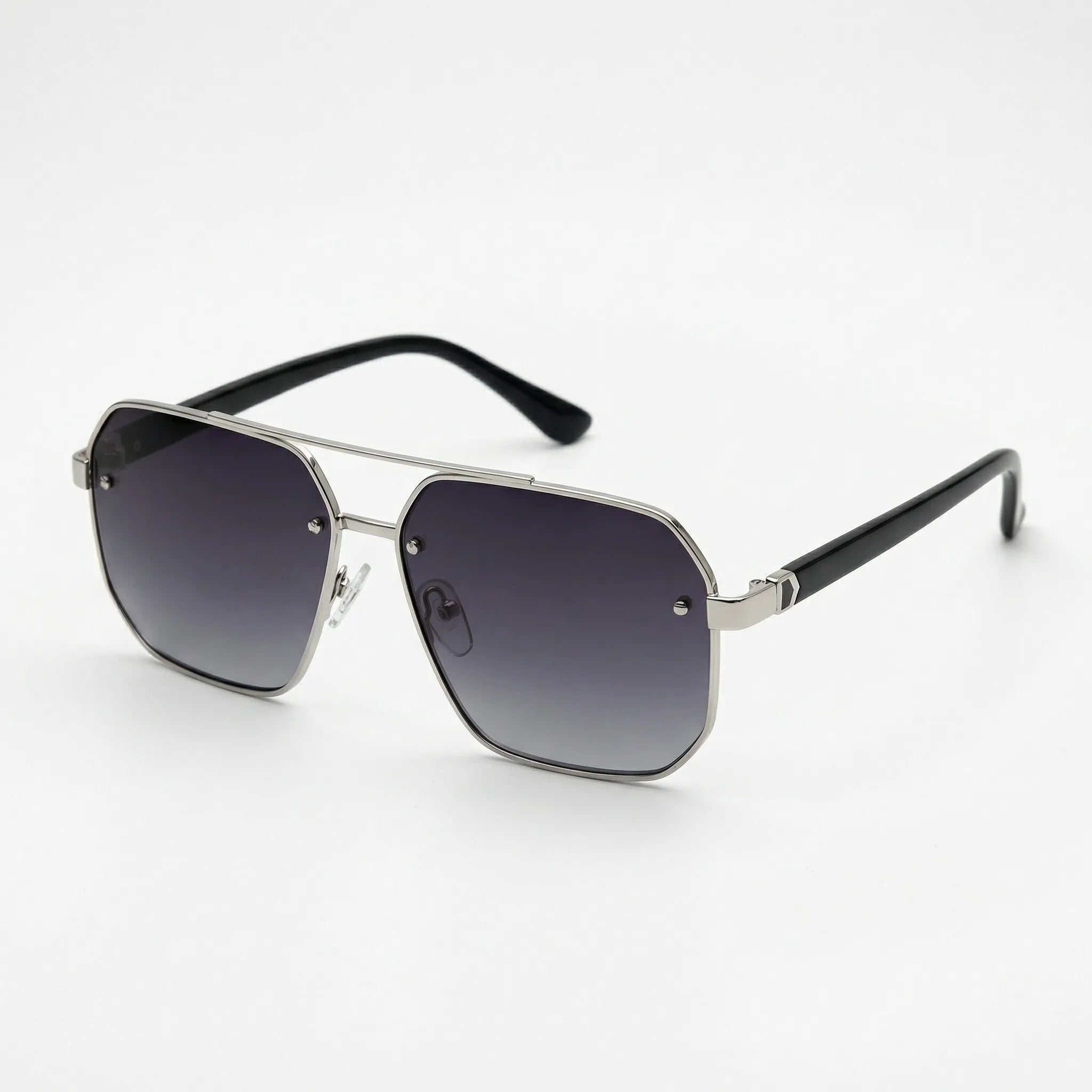 Quadratische Herren-Sonnenbrille mit Halbrahmen-Design und Farbverlauf-Gläsern