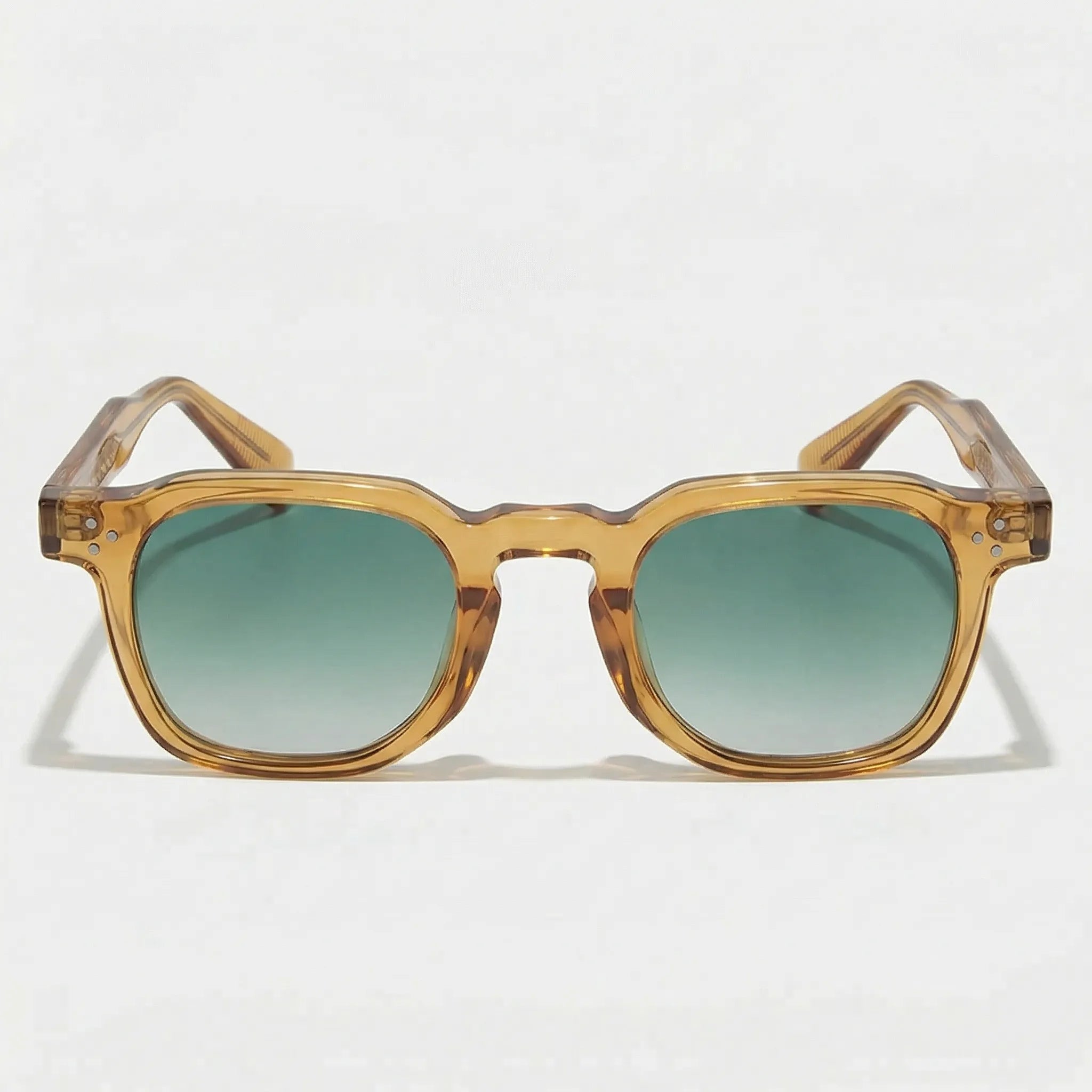 Kleine quadratische Sonnenbrille mit Nietdetails und kompaktem Rahmen