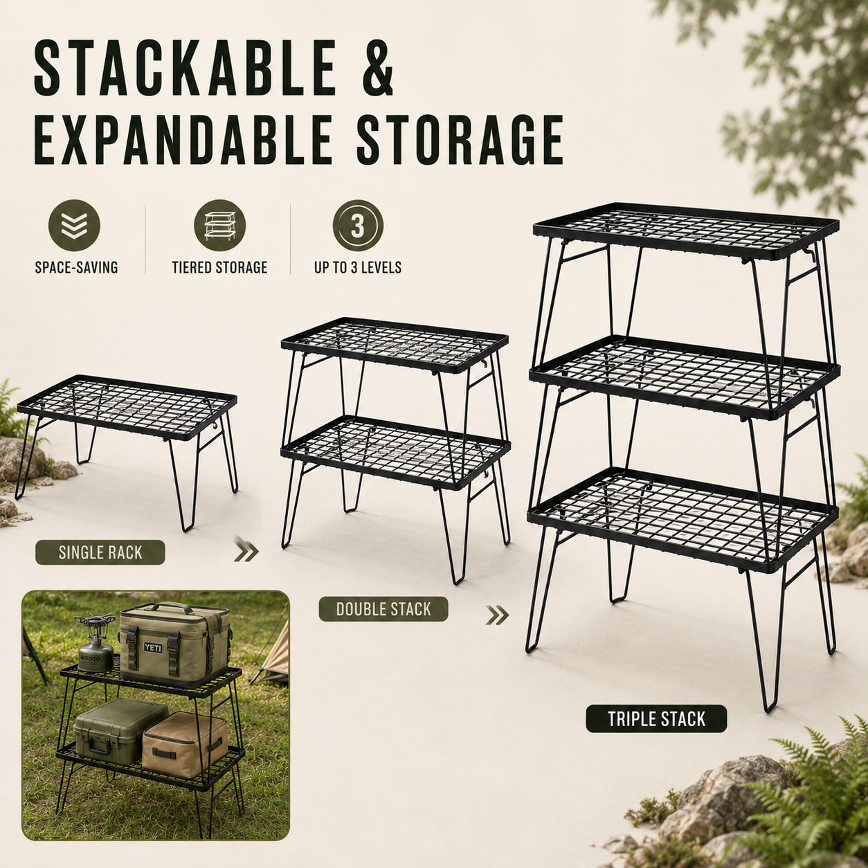 Nordspur | Stackly Klappbarer Stapelbarer Outdoor-Campingtisch
