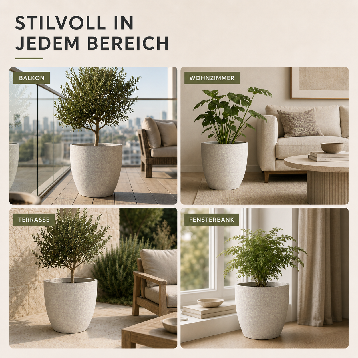 Nordspur | Stonveil Großer Blumentopf mit Frosted-Steinoptik