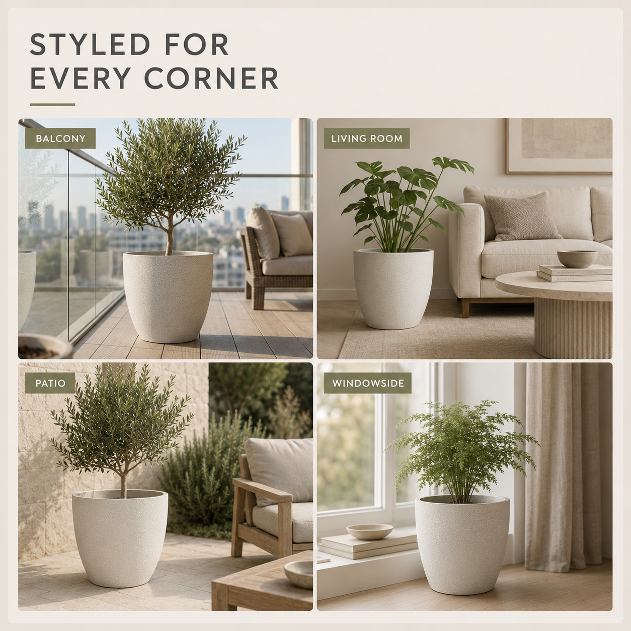 Nordspur | Stonveil Großer Blumentopf mit Frosted-Steinoptik