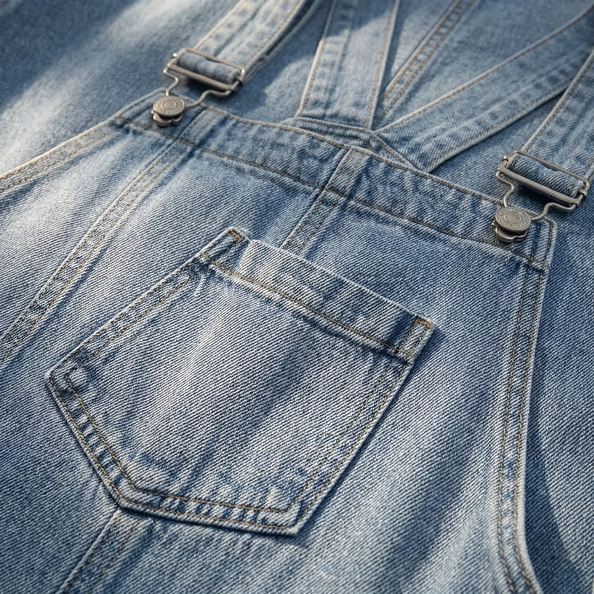 Denim-Trägerkleid Midi legere Passform verstellbare Träger