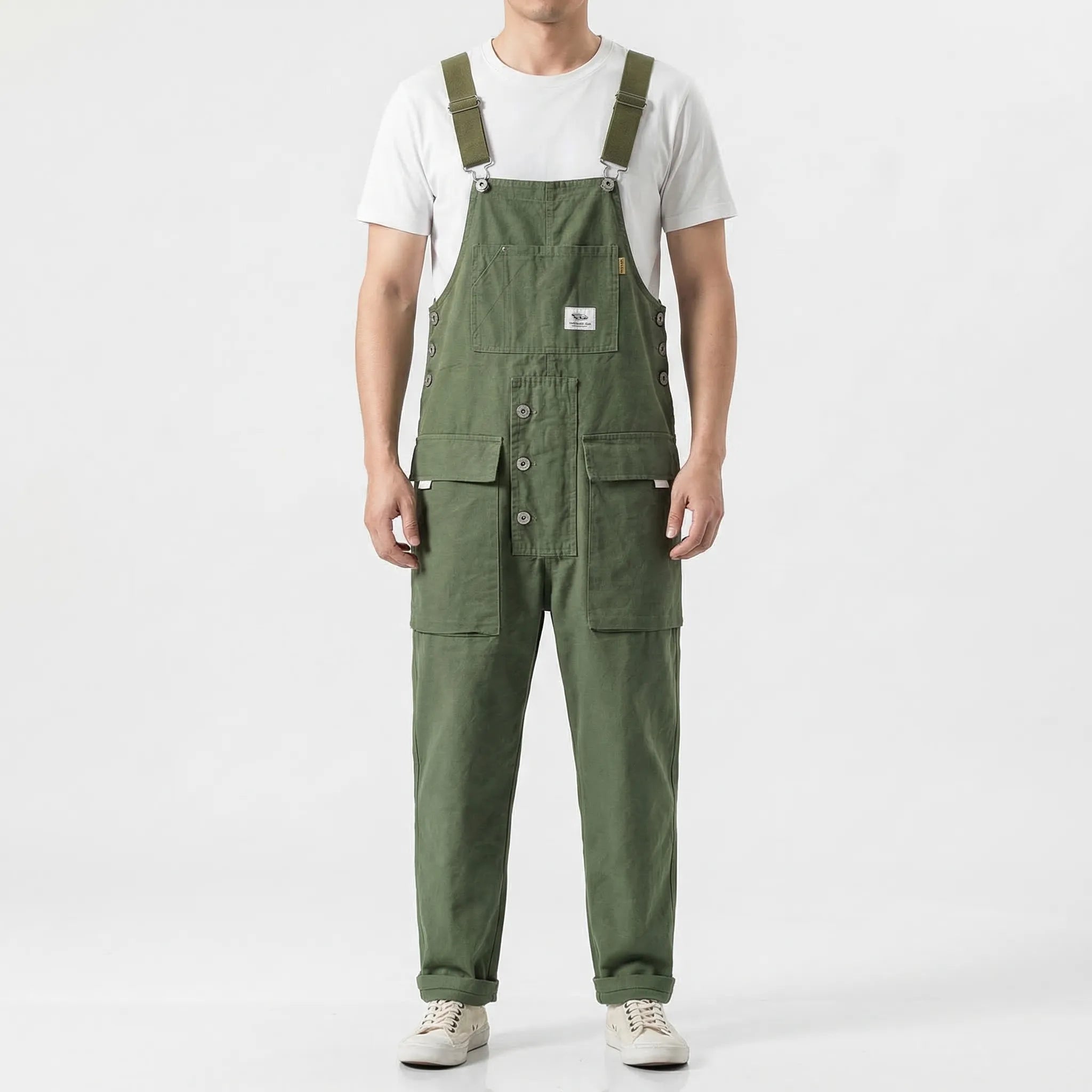 Herren-Latzoverall gerade Bein lockere Passform mehrere Taschen