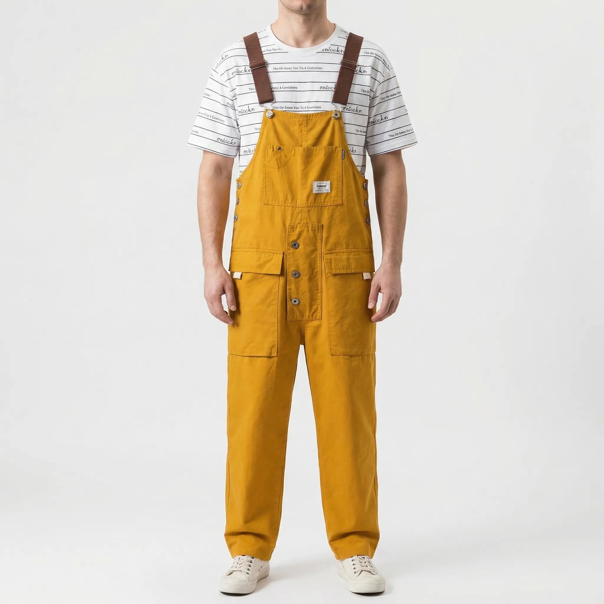 Herren-Latzoverall gerade Bein lockere Passform mehrere Taschen