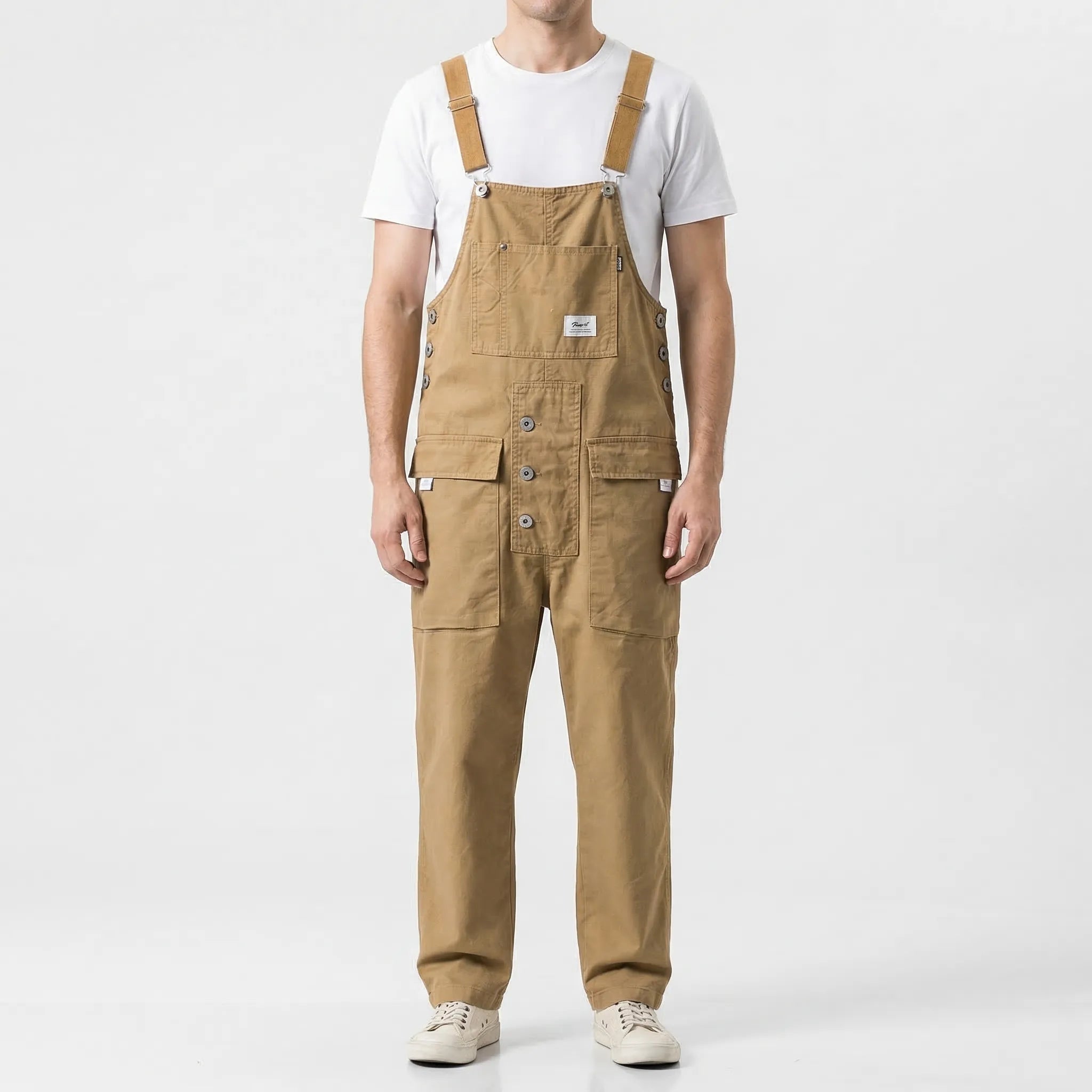Herren-Latzoverall gerade Bein lockere Passform mehrere Taschen