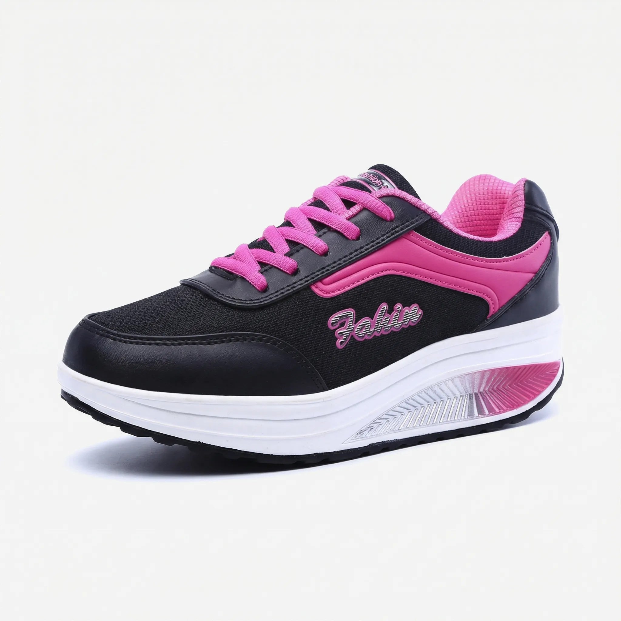 Damen-Plateau-Sneaker zweifarbig mit Rocker-Sohle