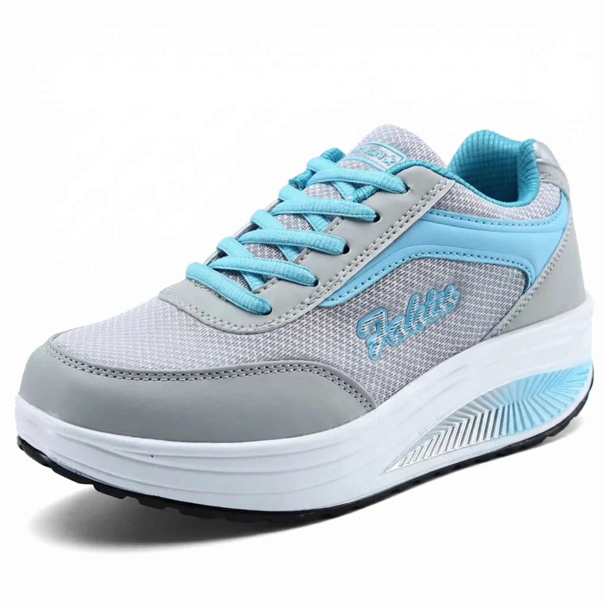 Damen-Plateau-Sneaker zweifarbig mit Rocker-Sohle