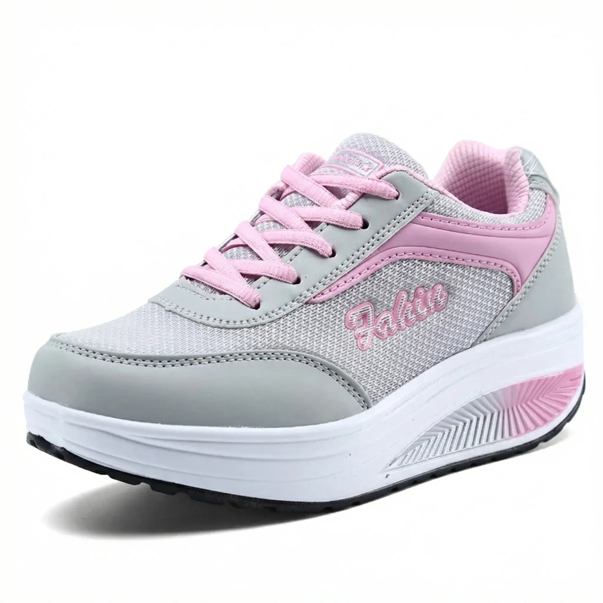 Damen-Plateau-Sneaker zweifarbig mit Rocker-Sohle