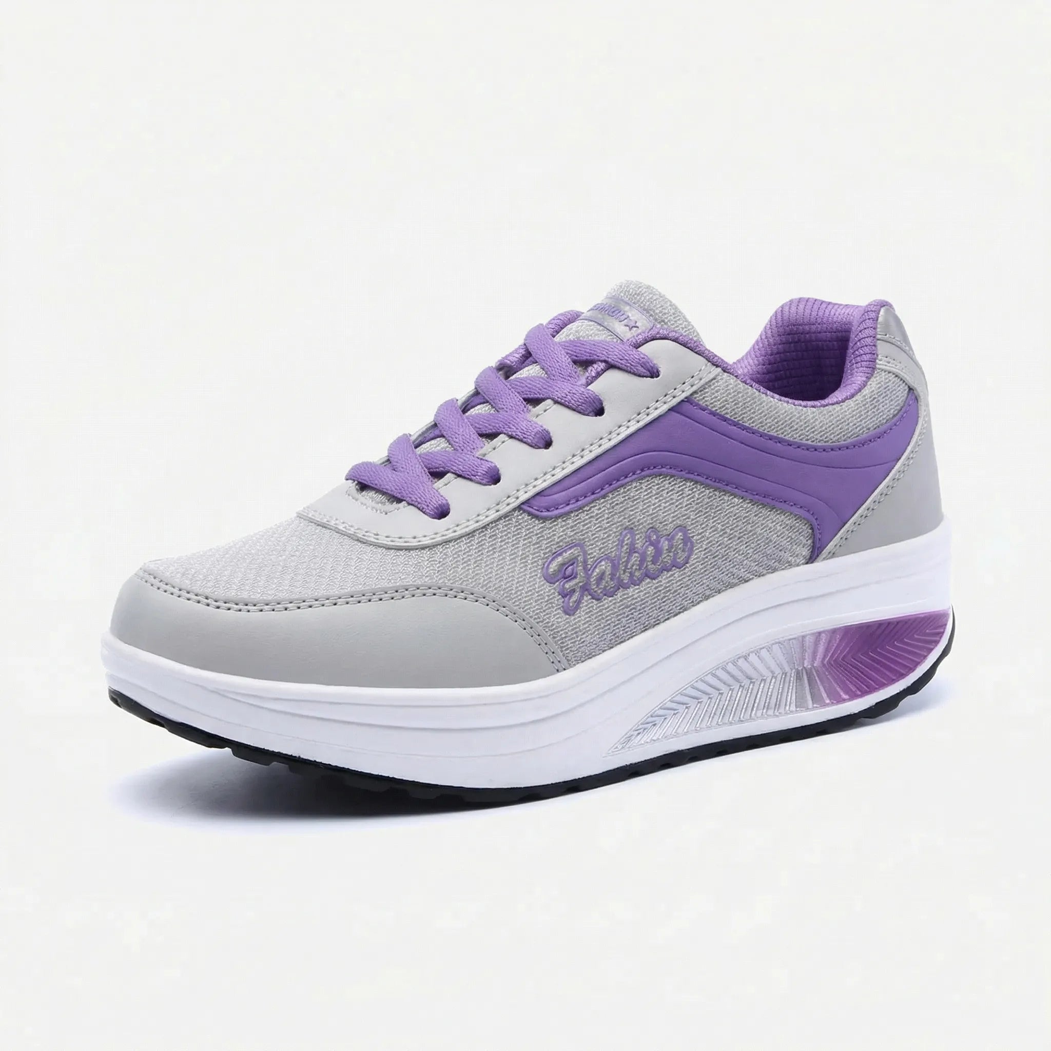 Damen-Plateau-Sneaker zweifarbig mit Rocker-Sohle