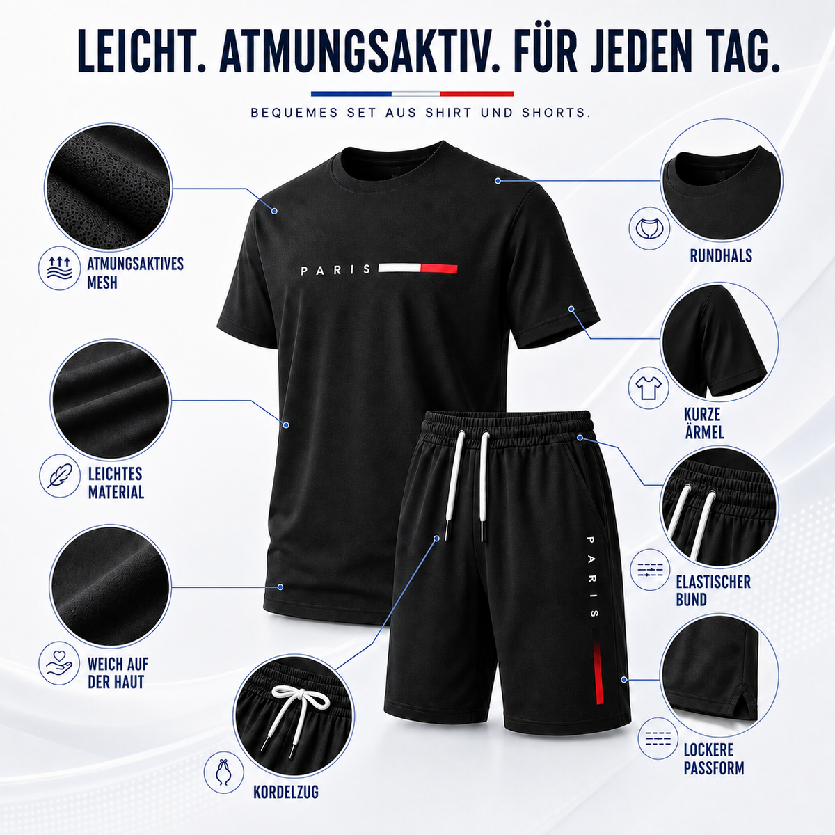 Nordspur | Strydex Kurzarm-Crew-Neck-Trainingsanzug-Set