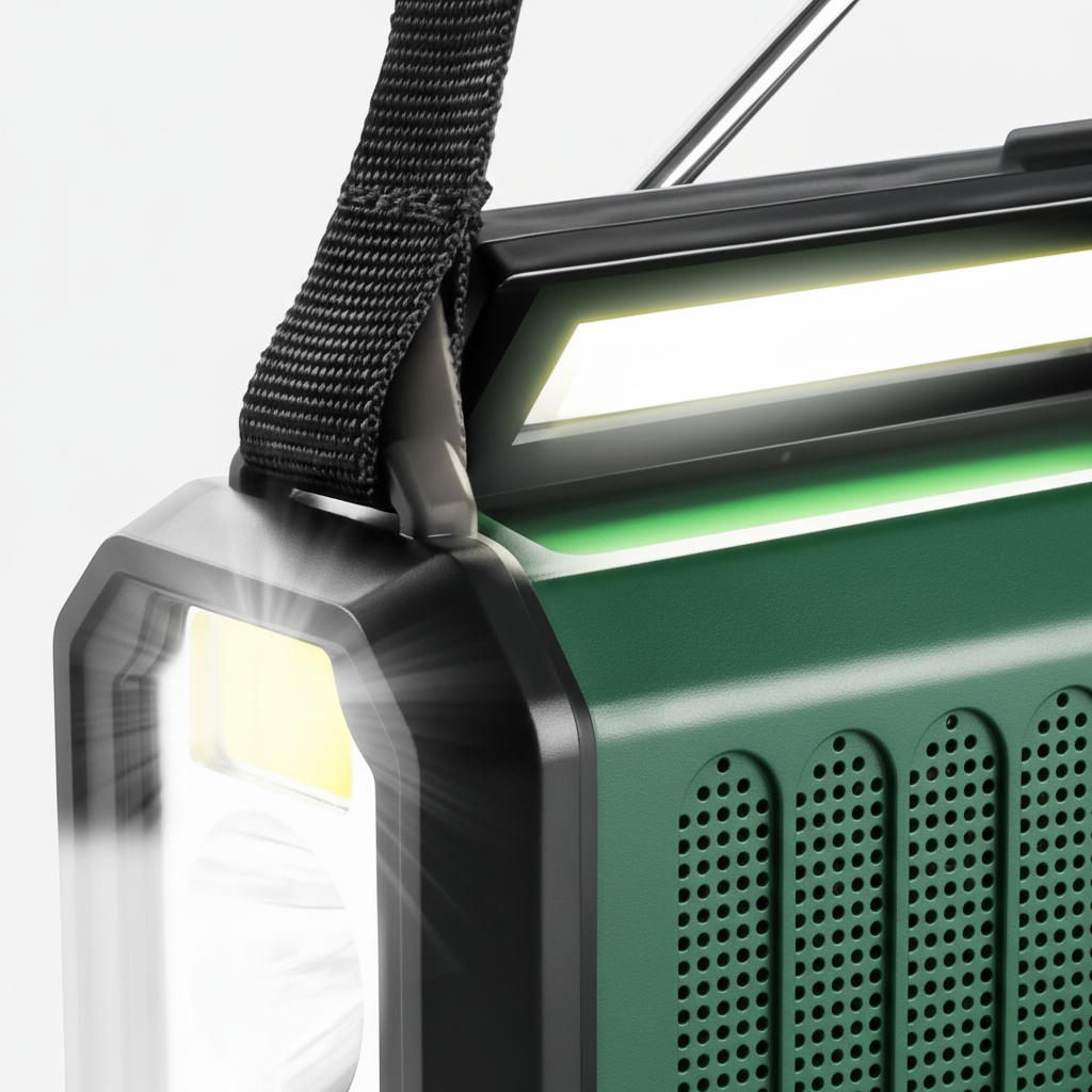 Notfallradio mit Handkurbel, Solarladung und LED-Licht