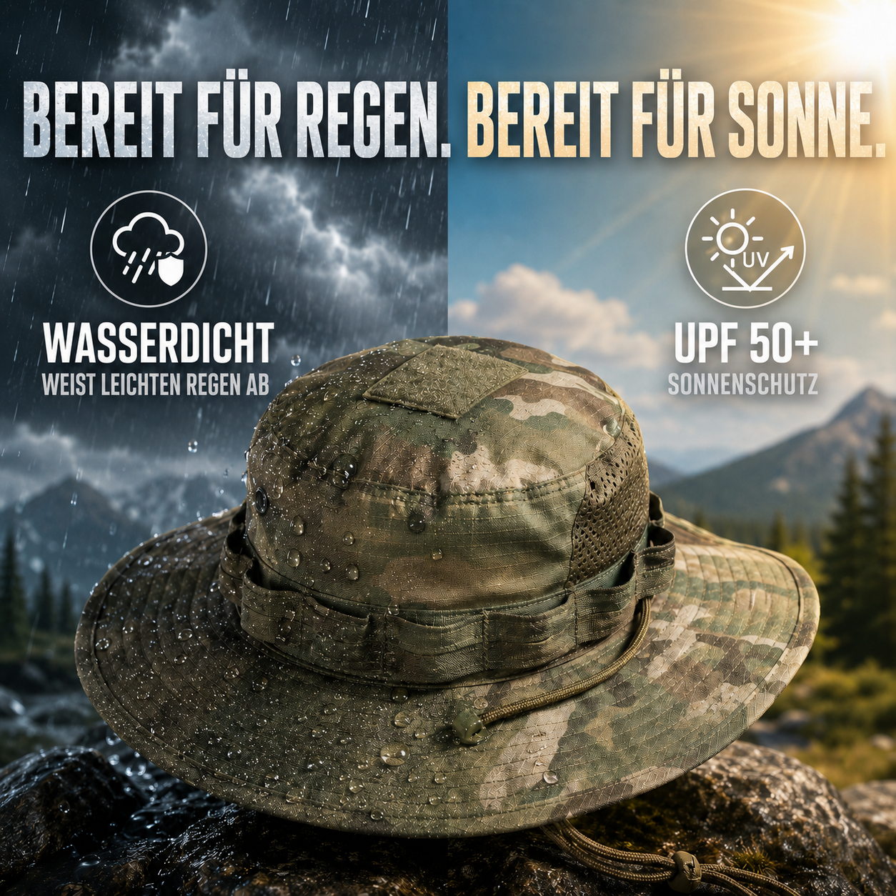 Nordspur | Tacventu Breiter Rand Taktischer Tarnungs-Bucket-Hut