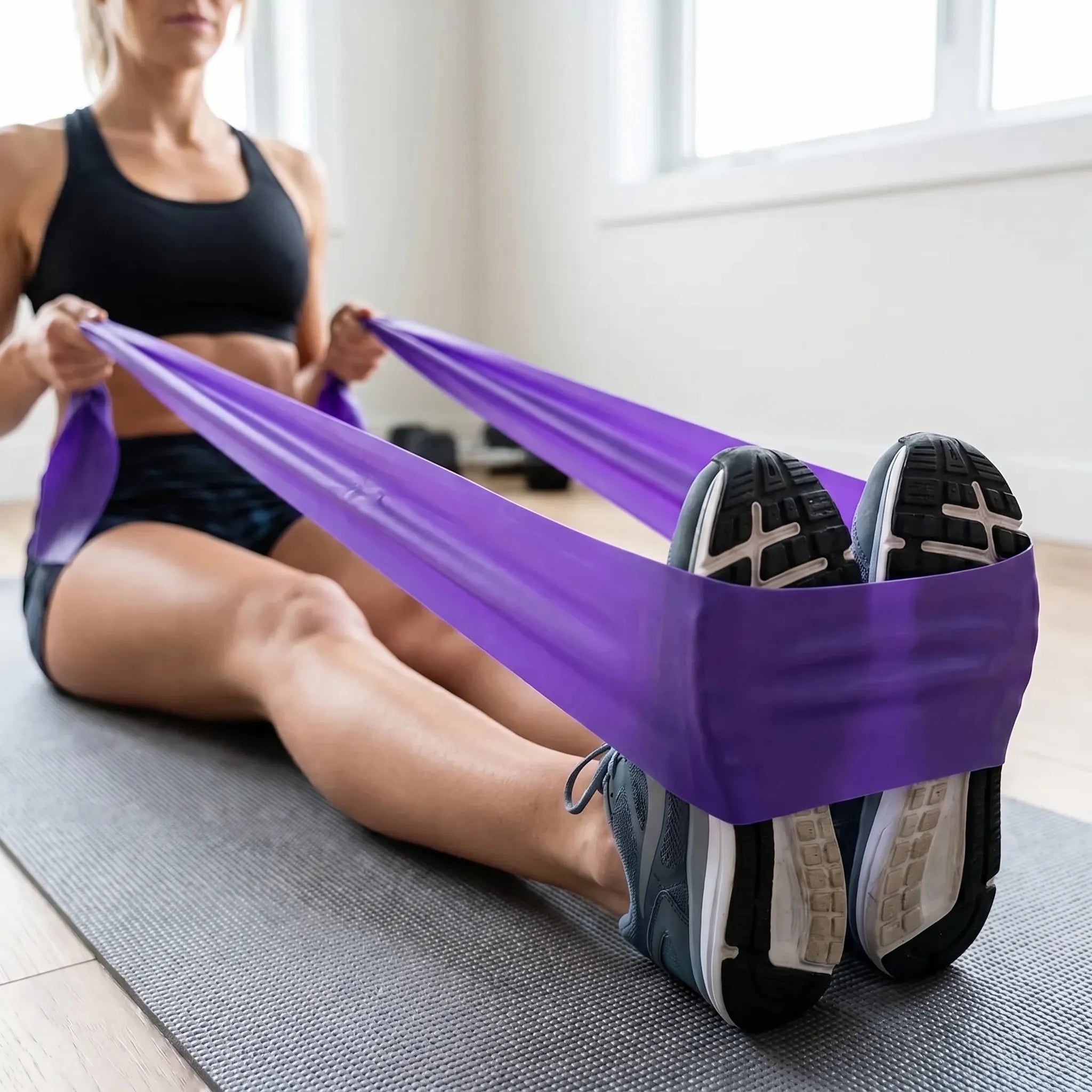 Flache elastische Widerstandsbänder für Heimtraining und Yoga
