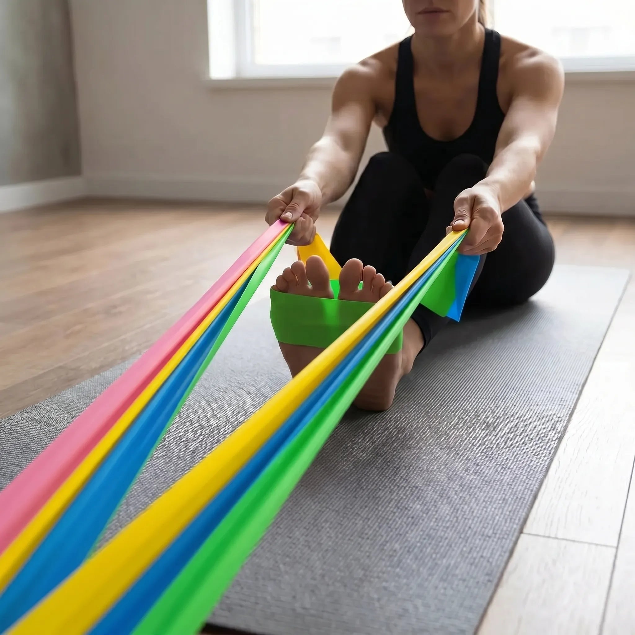 Flache elastische Widerstandsbänder für Heimtraining und Yoga
