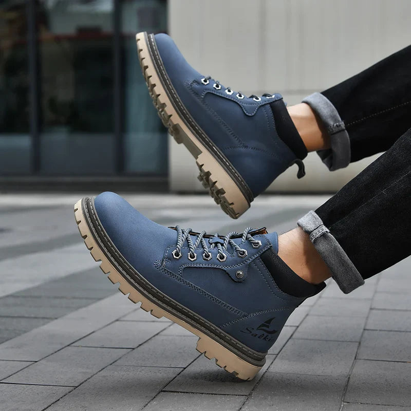 Herren-Knöchelstiefel rutschfest warm gefüttert robuste Wanderschuhe