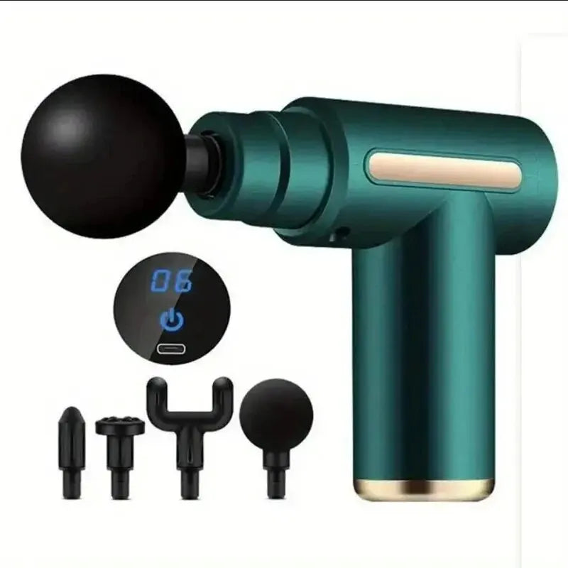 Tragbarer Percussion-Massager mit austauschbaren Massageköpfen
