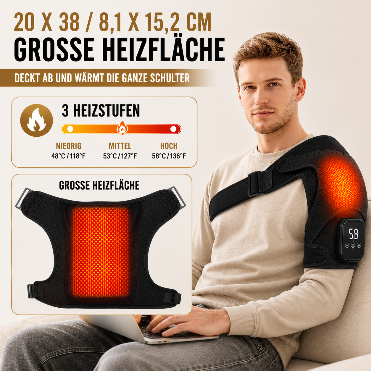 Nordspur | ThermaShould Elektrische beheizbare Schulterbandage
