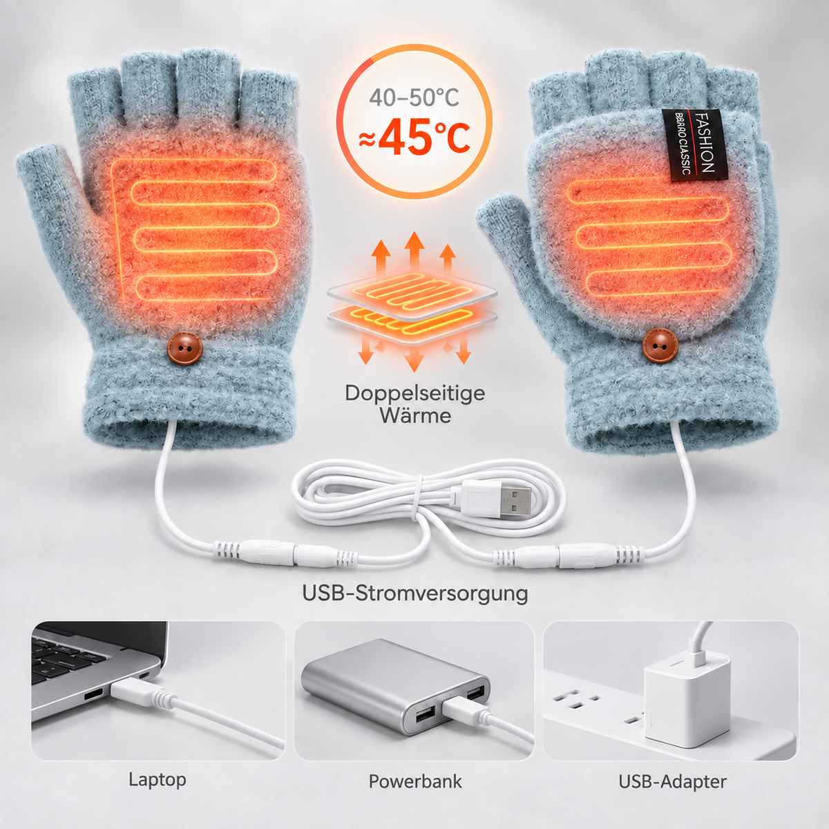 Nordspur | Thermowrap Umwandelbare USB-beheizte Handschuhe