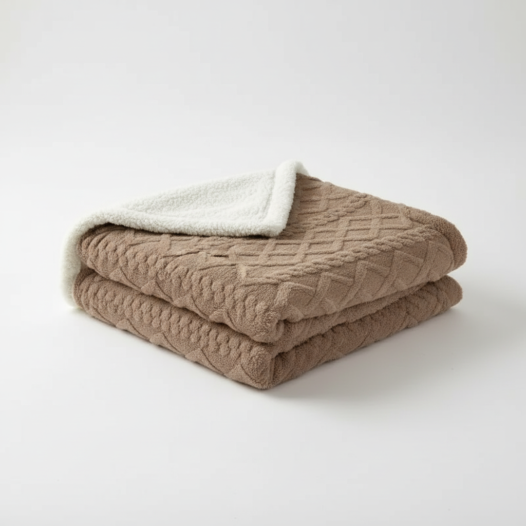 Verdickte Jacquard-Decke mit Sherpa-Futter für gemütliche Wärme