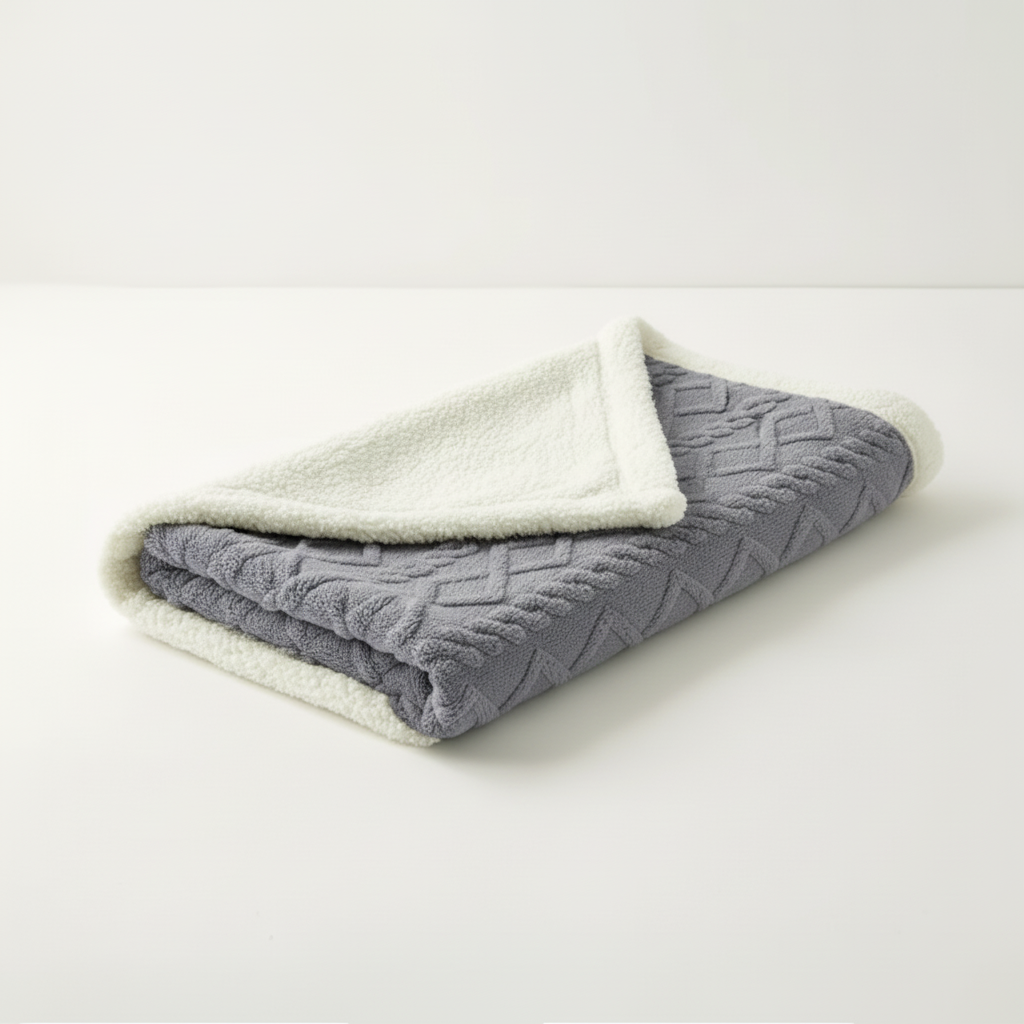 Verdickte Jacquard-Decke mit Sherpa-Futter für gemütliche Wärme