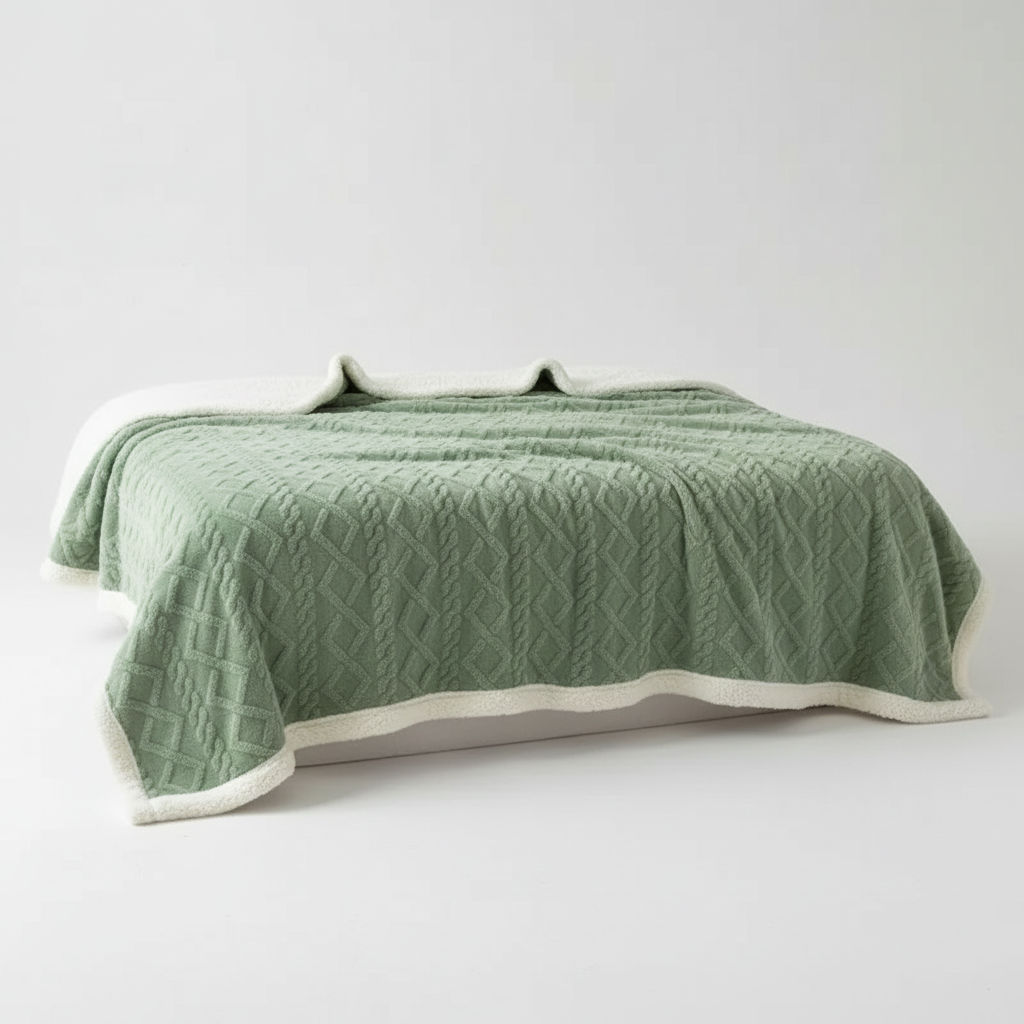 Verdickte Jacquard-Decke mit Sherpa-Futter für gemütliche Wärme