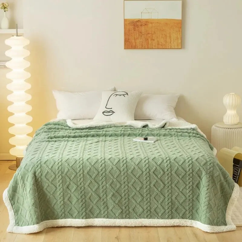 Verdickte Jacquard-Decke mit Sherpa-Futter für gemütliche Wärme
