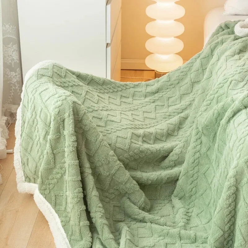 Verdickte Jacquard-Decke mit Sherpa-Futter für gemütliche Wärme