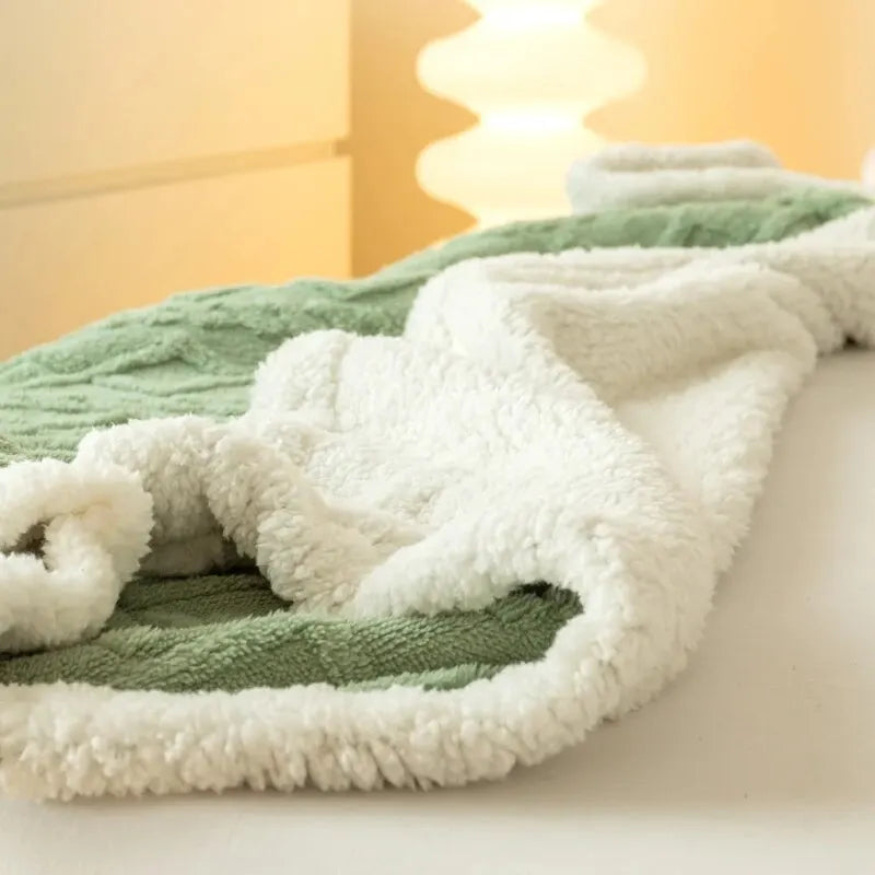 Verdickte Jacquard-Decke mit Sherpa-Futter für gemütliche Wärme
