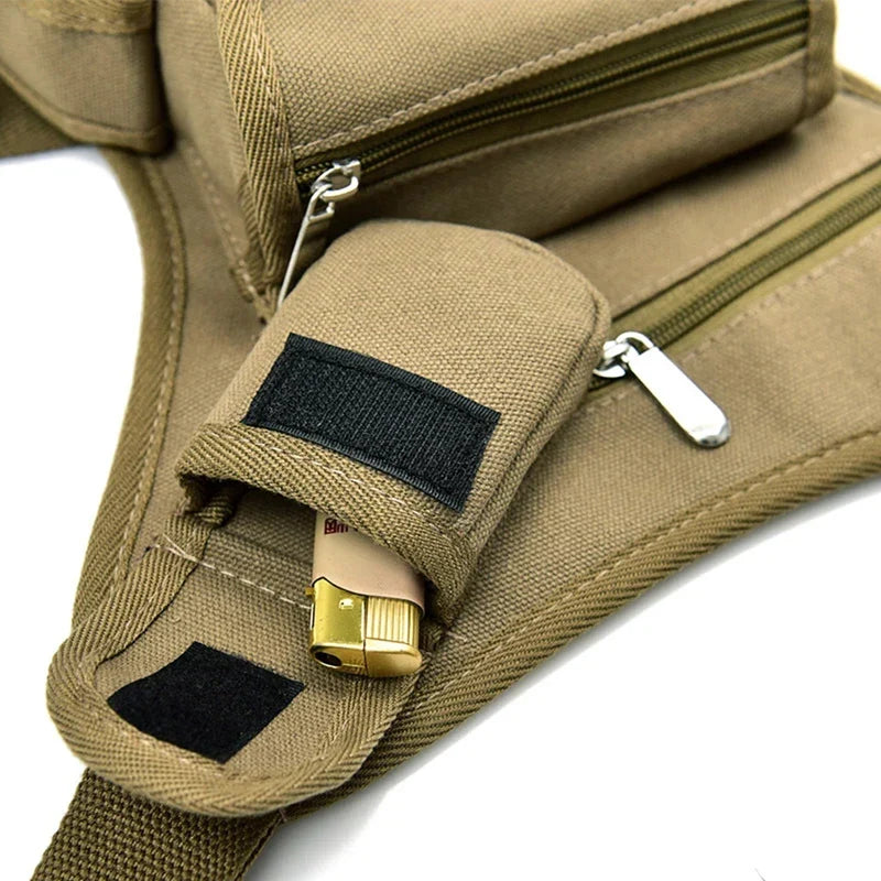Oberschenkel-Gürteltasche robustes Webstoff mit verstellbaren Gurten