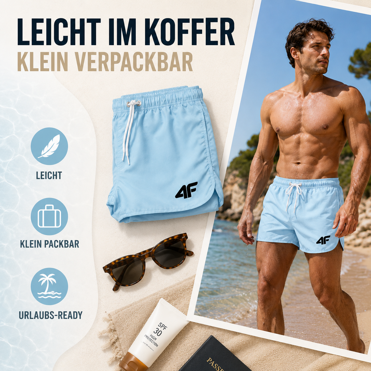 Nordspur | TideRunner Badehose Herren Strand | Schnelltrocknend