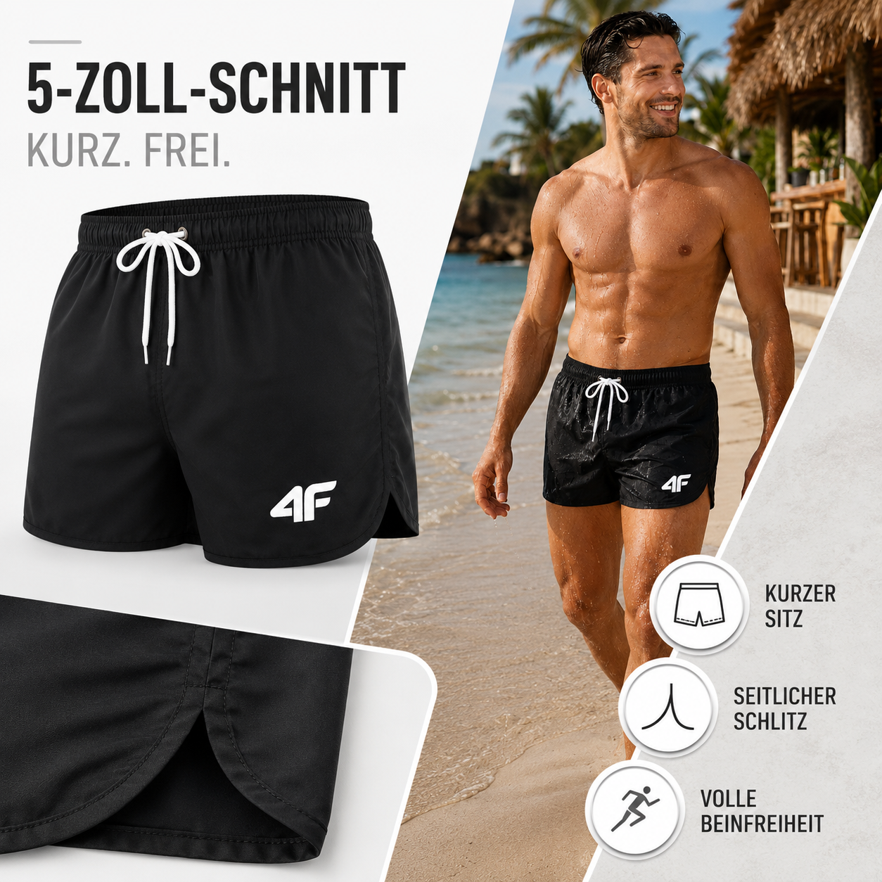 Nordspur | TideRunner Kurze Badehose Herren | Schnelltrocknend