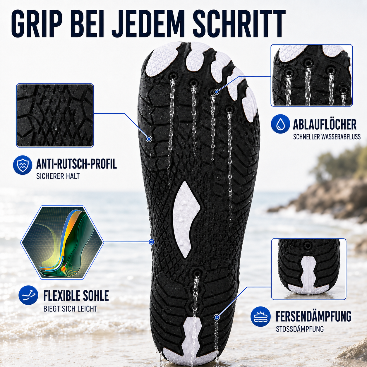 Nordspur | Tidewade Aqua Schuh mit Fünf-Zehen-Sohle Quick-Dry
