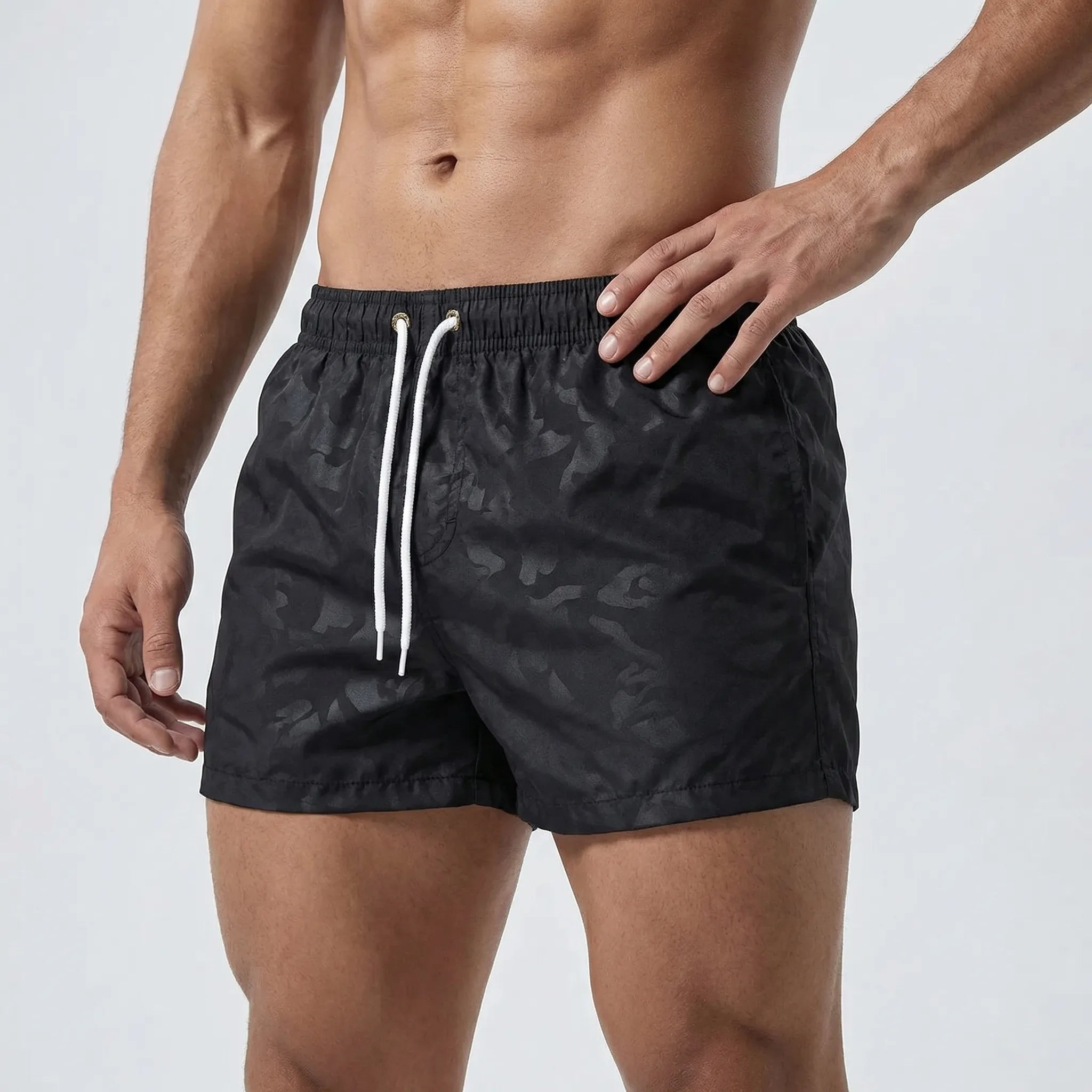 Herren-Badeshorts Niedrigschaft leicht kurze Länge Strandshorts