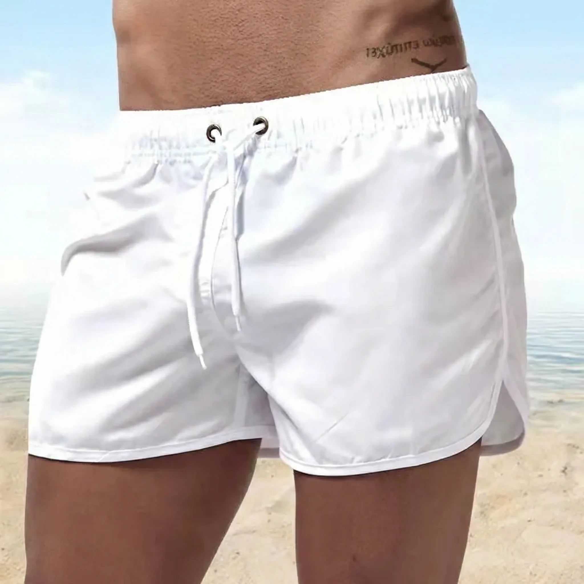 Herren-Badeshorts Niedrigschaft leicht kurze Länge Strandshorts