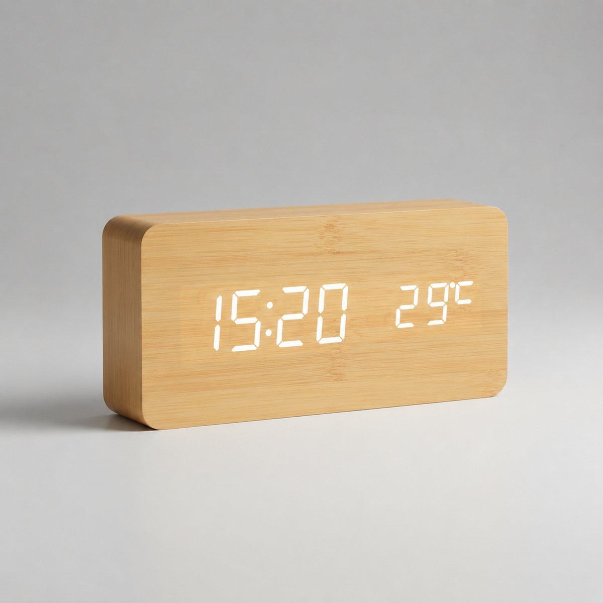 Nordspur | Timberlyte Holz-LED-Wecker mit Temperaturanzeige