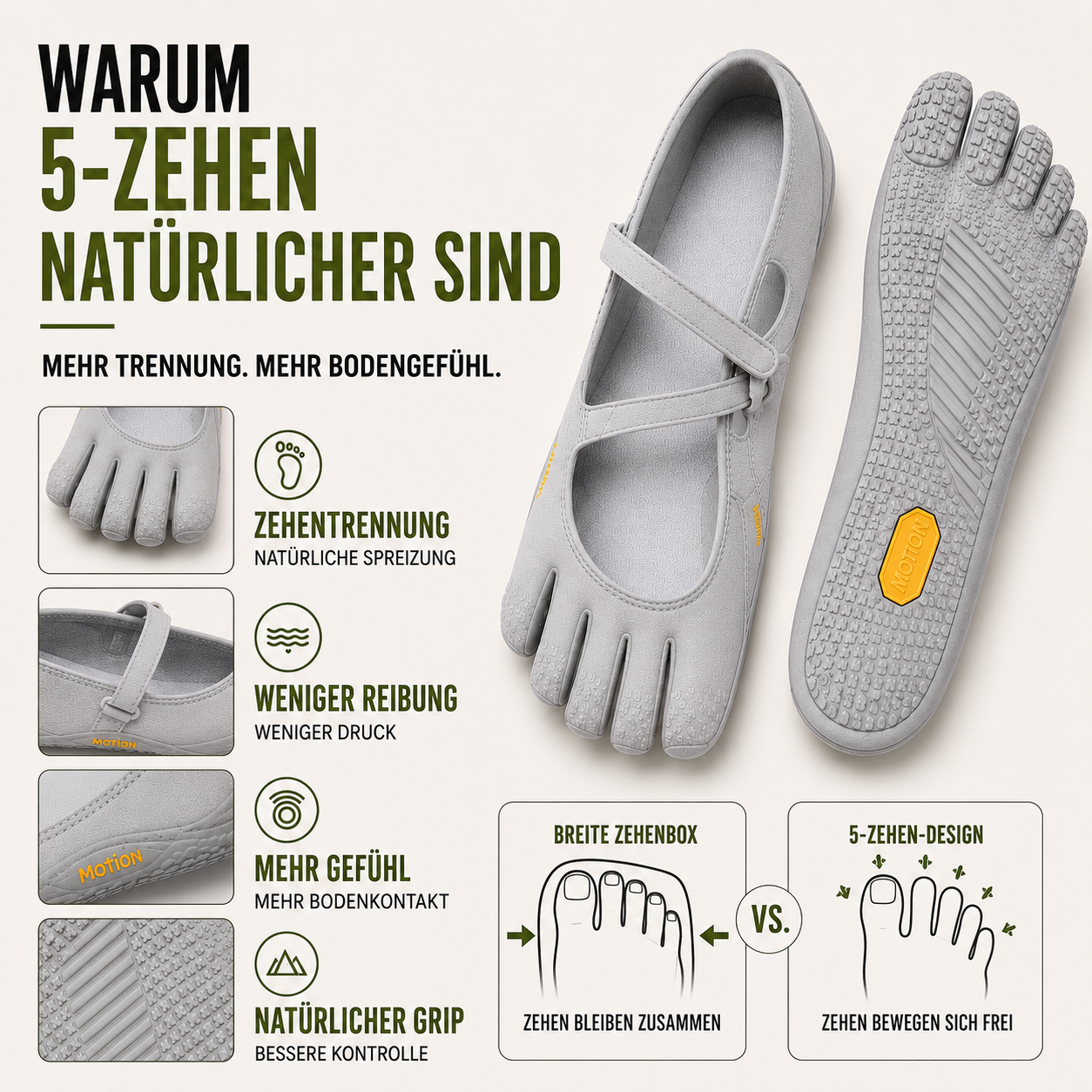Nordspur | Toevara Fünf-Zehen-Minimalisten-Flachschuh