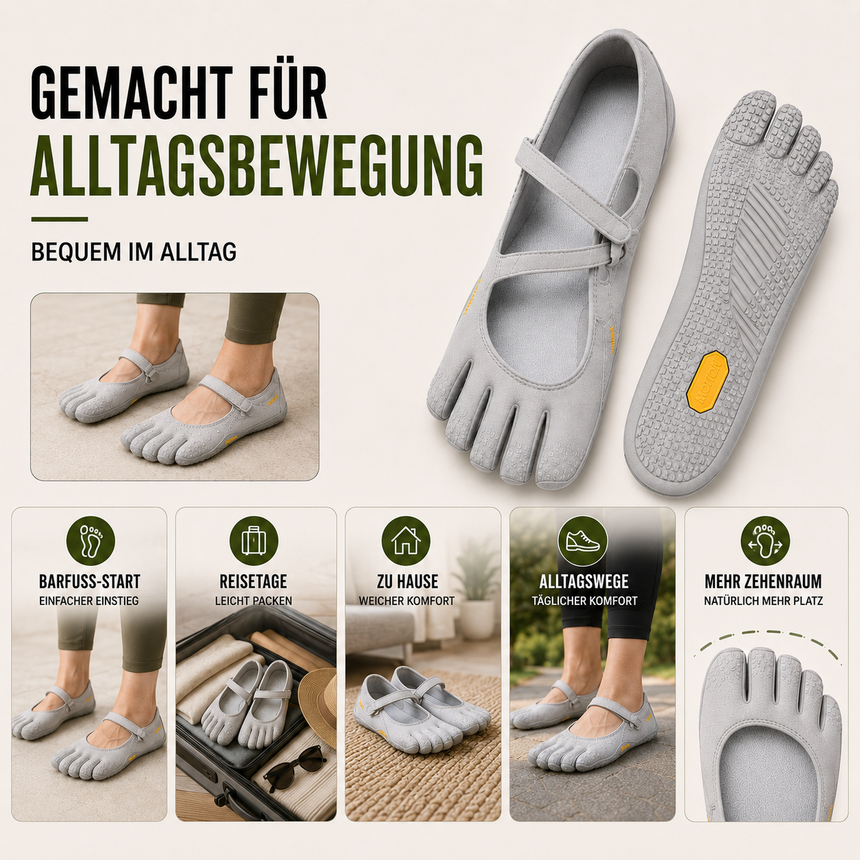 Nordspur | Toevara Fünf-Zehen-Minimalisten-Flachschuh
