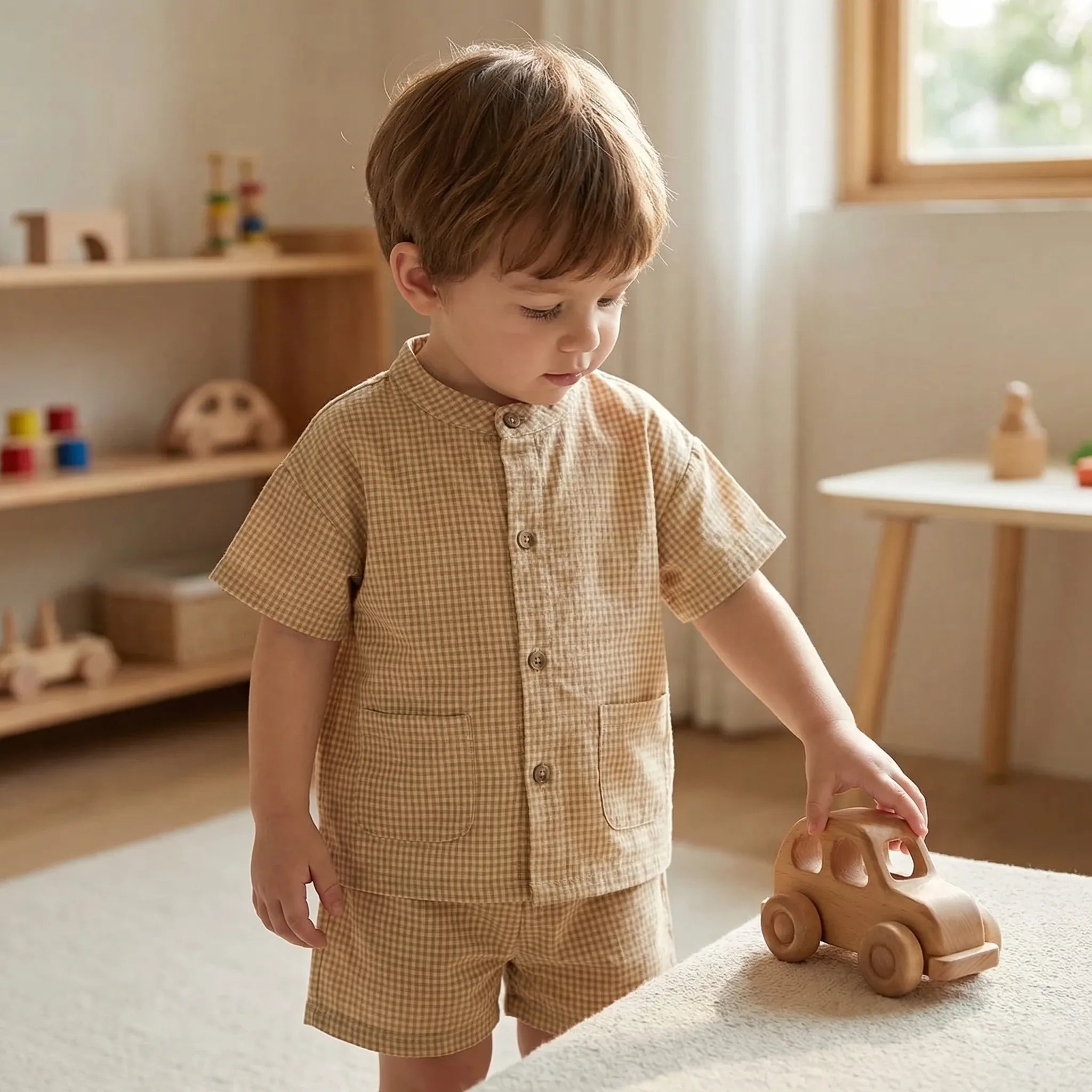 Jungen Kurzarmhemd und Shorts Set mit elastischem Bund