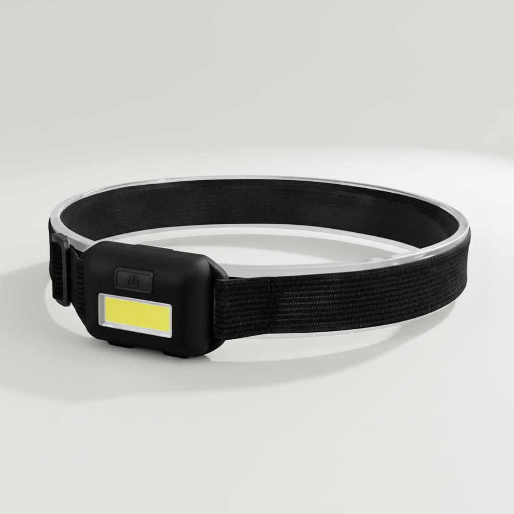 Kompakte COB-Stirnlampe mit elastischem Kopfband und Blitzmodus
