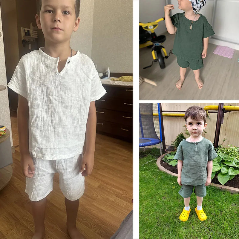 Baby Sommer Set aus Kurzarm Oberteil und Shorts für Jungen und Mädchen