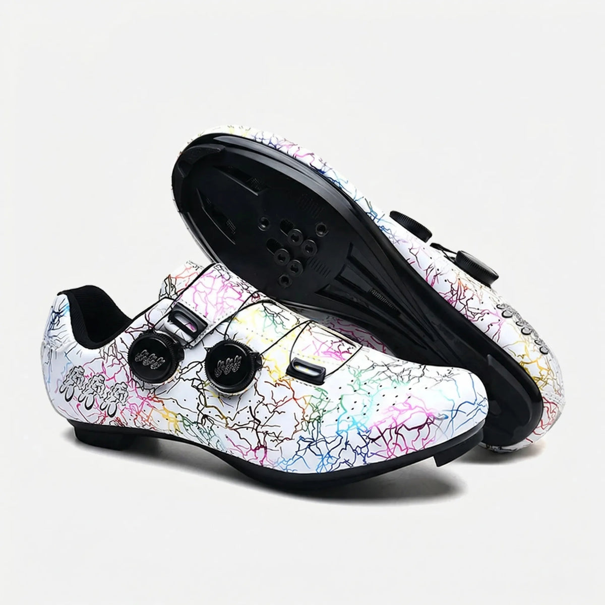 SPD Rennradschuhe Drehverschluss steife Sohle Unisex Weiß