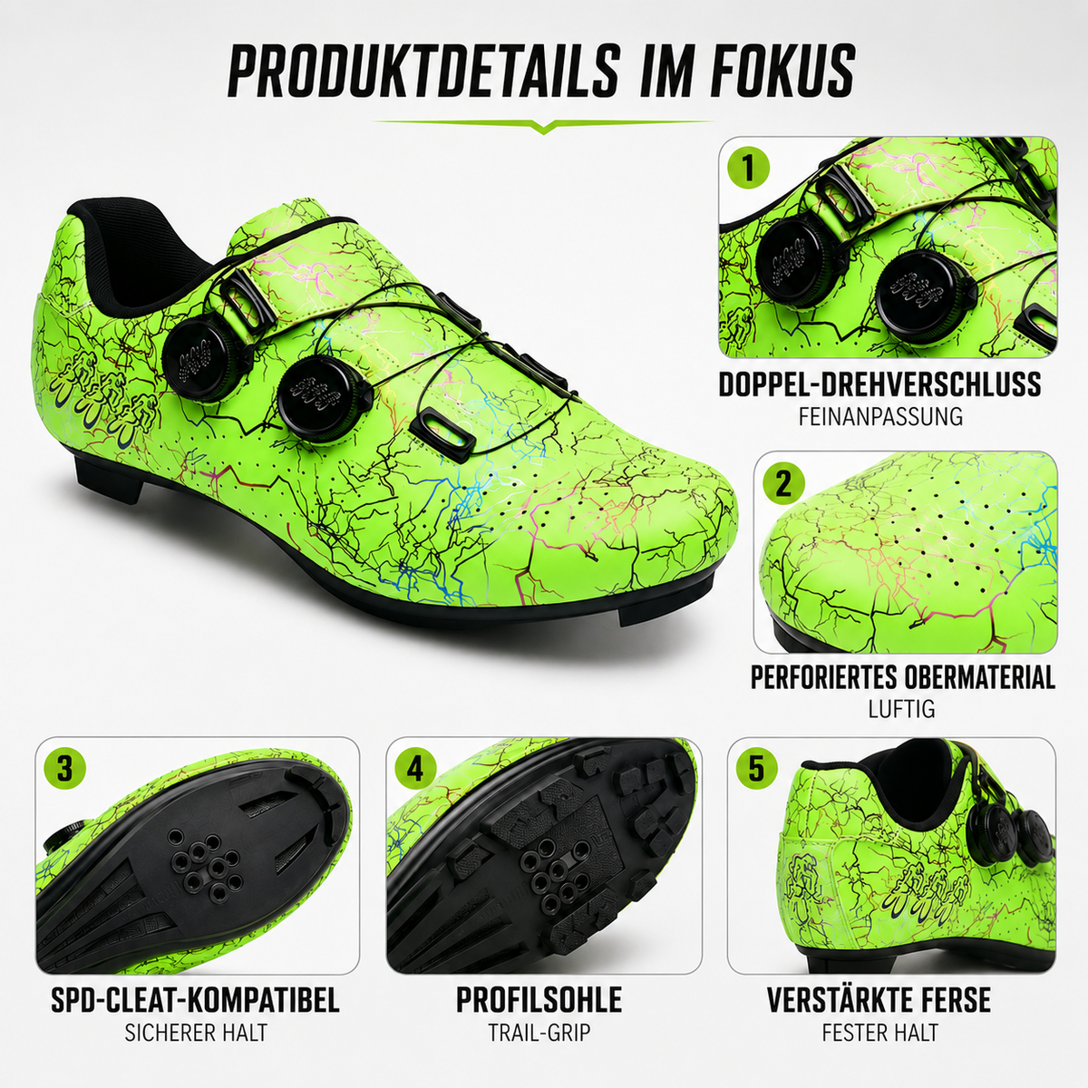 Nordspur | Tracknix SPD-kompatible Rennradschuhe – Wählbarer Verschluss
